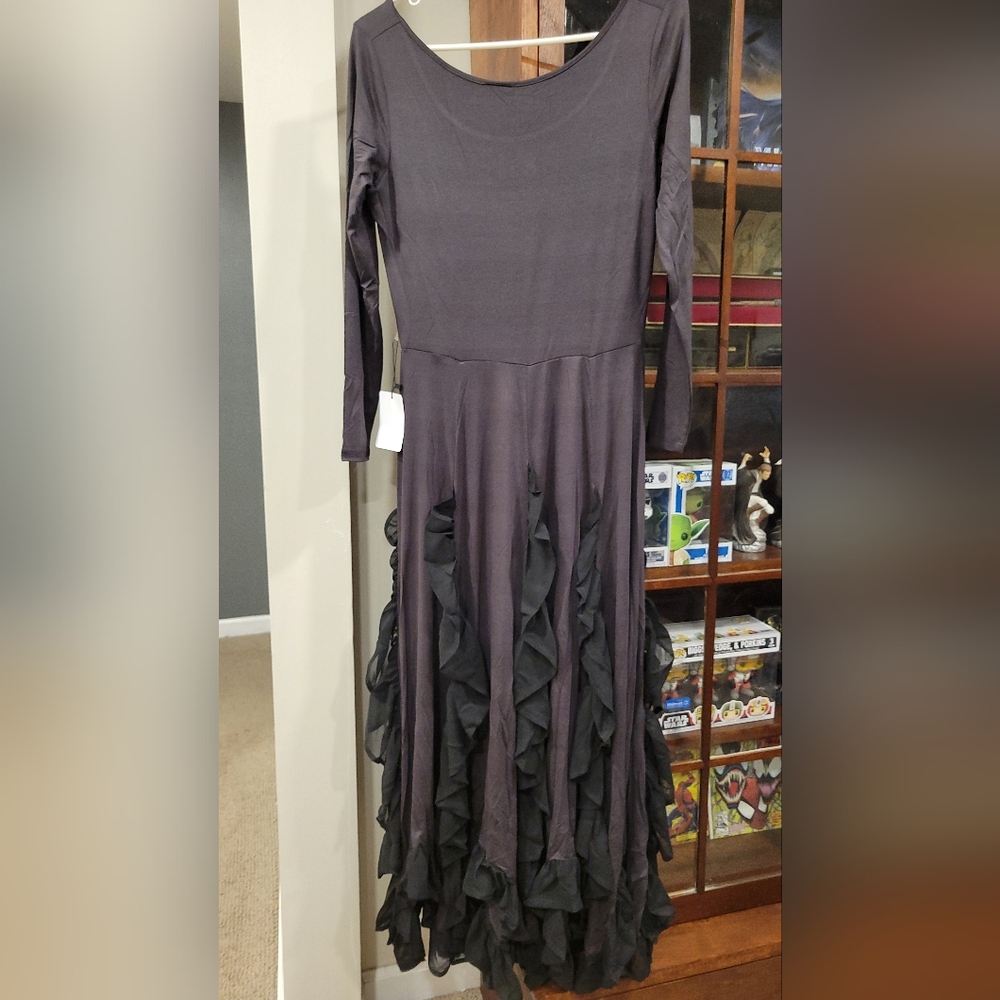 Elegant Black and Gray Long Sleeve Dress